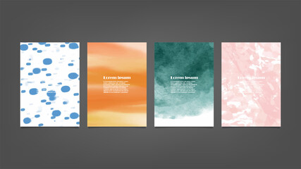 Fototapeta premium Set of colorful vector watercolor backgrounds for poster, brochure or flyer, Bundle of watercolor posters, flyers or cards. Banner template.