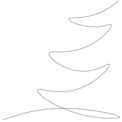 Christmas tree line drawing vector illustration