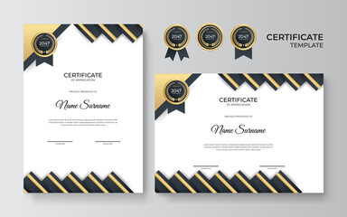 Modern black and gold certificate template