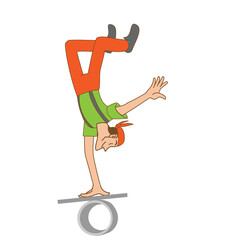 ローラーバランスパフォーマンスをする男性