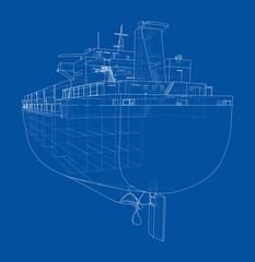 Cargo ship with containers. Vector