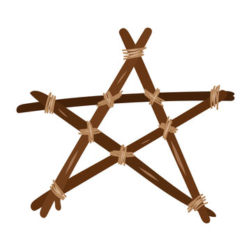 Wooden pentagram.Esoteric and mystical design element.