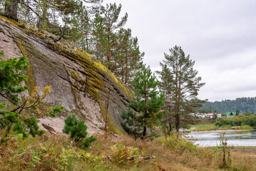 Rocky outcrops on the banks of the Biya river, Altay