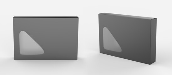 hard Box with front transparent window isolated on white background. 3d illustration