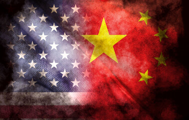 It combines the American flag and the Chinese flag, telling the concept of communication and...
