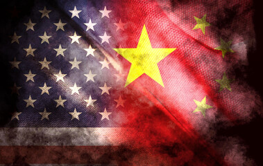 It combines the American flag and the Chinese flag, telling the concept of communication and...