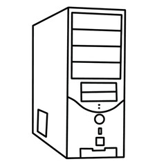 Illustration of a computer case. Icon creative design. Vector illustration in flat style. System unit icon