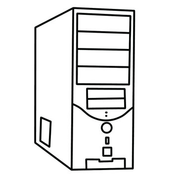 recommend clip art: Illustration of a computer case. Icon creative design. Vector illustration in flat style. System unit icon