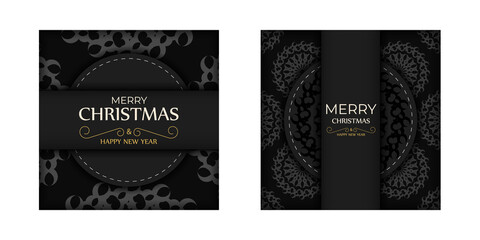 Black merry christmas flyer with winter orange ornament