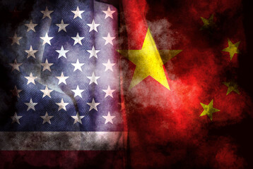 It combines the American flag and the Chinese flag, telling the concept of communication and...