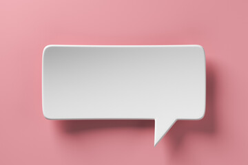 Fototapeta na wymiar Empty white speech bubble on a pink background. 3D rendering