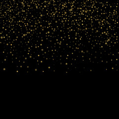 Falling Snow flakes golden pattern Holiday Vector