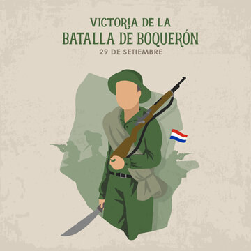 VECTORS. Victoria de la Batalla de Boquer&oacute;n, Boqueron Battle Victory Day in Paraguay, September 29, Paraguay heroes, civic holiday, patriotic, historic, flag