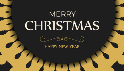 Festive Brochure Happy New Year in black with winter orange ornament