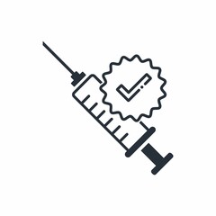 Approved, proved medical product. Vector linear icon isolated on white background.