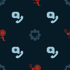 Set Wheelchair for disabled person, Heart with cross and Emergency call 911 on seamless pattern. Vector