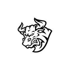 Angry Bull Head Mascot illustration Silhouette Logo Design