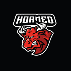 Bull Head Mascot for Gaming Esport Logo Design