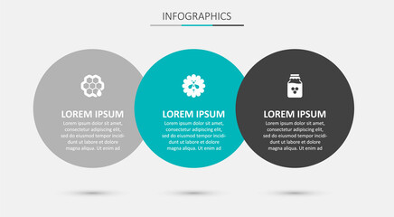 Set Bee on flower, Honeycomb and Jar of honey. Business infographic template. Vector