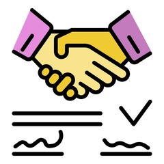 Contract signing icon. Outline contract signing vector icon color flat isolated