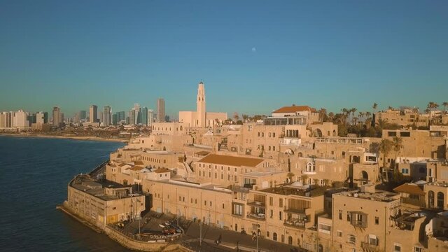 Jaffa Aerial view on a sunset. Tel Aviv, Israel