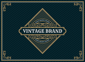 Vintage ornamental vector with floral ornament Suitable for whiskey, liquor, beer, brewery, wine, barber shop, coffee shop, tattoo studio, salon, boutique, hotel, shop signage engraving illustration