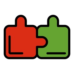 Puzzle part icon. Outline puzzle part vector icon color flat isolated