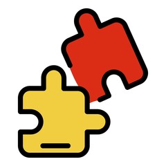 Jigsaw part icon. Outline jigsaw part vector icon color flat isolated