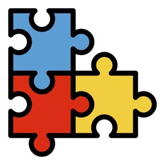 Obraz premium Puzzle match icon. Outline puzzle match vector icon color flat isolated