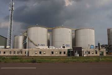 Oil and chemical storage tanks of Hes Botlek in Rotterdam harbor