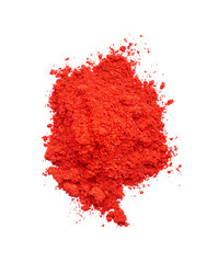 Heap of red chili powder on white background