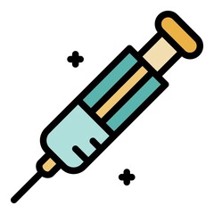 Plastic syringe icon. Outline plastic syringe vector icon color flat isolated