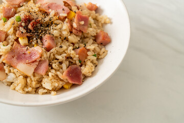fried rice with bacon ham and black peppers