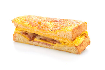 French toast ham bacon cheese sandwich with egg