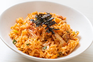 kimchi fried rice with seaweed and white sesame