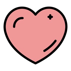 Heart symbol icon. Outline heart symbol vector icon color flat isolated
