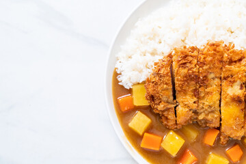 Crispy fried pork cutlet with curry and rice