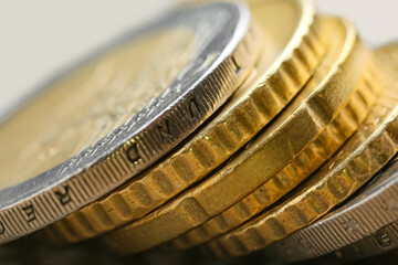 Closeup view of golden coins