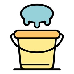 Udder and bucket icon. Outline udder and bucket vector icon color flat isolated