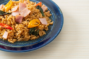 ham fried rice with herbs and spices