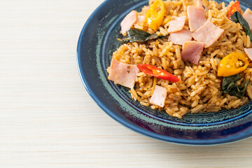 ham fried rice with herbs and spices
