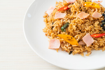 ham fried rice with herbs and spices