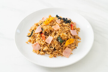 ham fried rice with herbs and spices