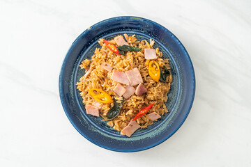 ham fried rice with herbs and spices