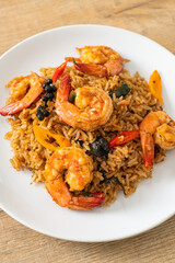 shrimps fried rice with herbs and spices