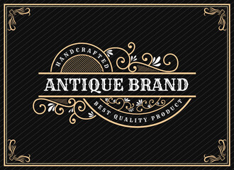 Vintage ornamental vector with floral ornament Suitable for whiskey, liquor, beer, brewery, wine, barber shop, coffee shop, tattoo studio, salon, boutique, hotel, shop signage engraving illustration