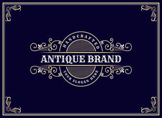 Vintage ornamental vector with floral ornament Suitable for whiskey, liquor, beer, brewery, wine, barber shop, coffee shop, tattoo studio, salon, boutique, hotel, shop signage engraving illustration