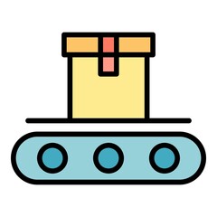 Conveyor packaging icon. Outline conveyor packaging vector icon color flat isolated