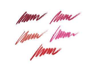 Lipstick pencil strokes isolated on white	
