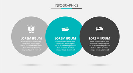 Set Jet ski, Binoculars and Speedboat. Business infographic template. Vector